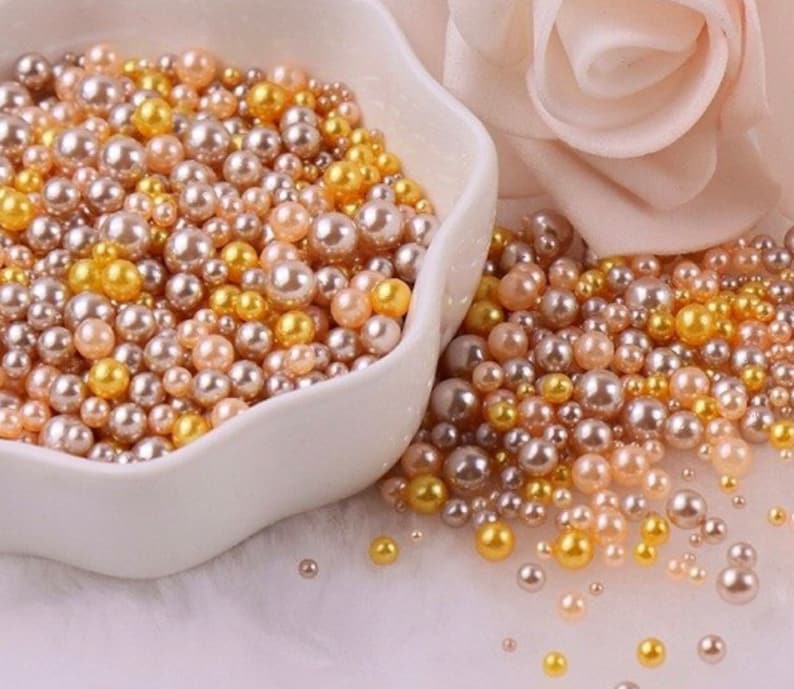 Mixed No Hole Gold Brown Pearls Slime Polymer Clay uv resin 1.5mm-5mm DIY Decoden Shaker Filler resin craft Crafting