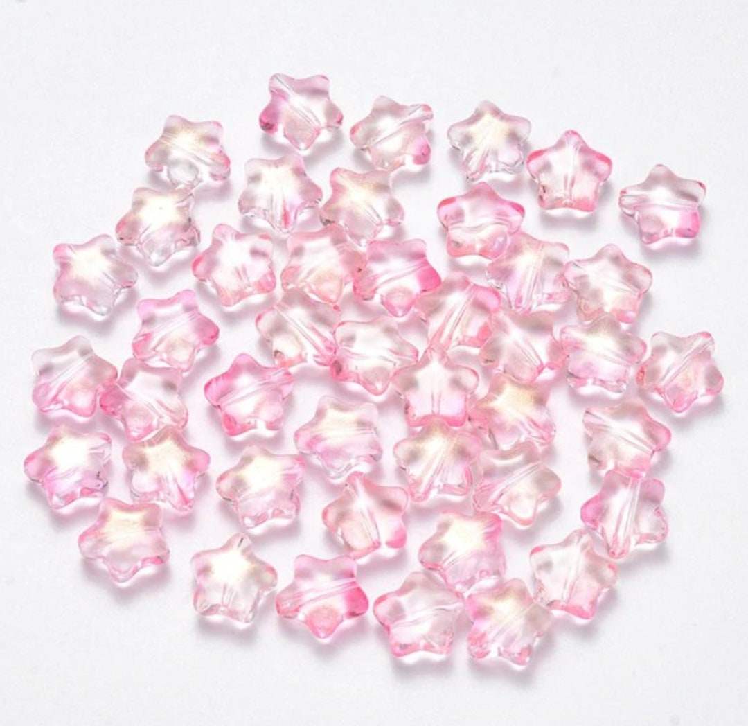 Cute Spray Painted Pink Colored Glass Star Beads 8mm X 8.5mm - Etsy