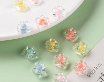 12MM AB Transparent Acrylic Flower Beads