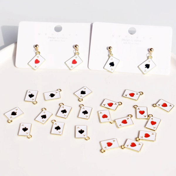 Ace of Spade, Ace of Heart Card Themed Enamel Charms (15MM x 11MM)