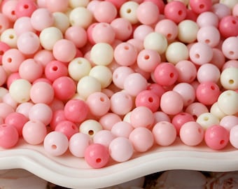 12MM/14MM Pink Cotton Candy Themed Acrylic Round Bead Mix