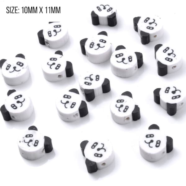 10MM Funny Panda, Animal Themed Polymer Clay Beads