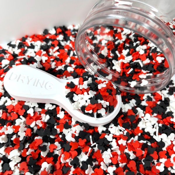 FAKE 5MM Black White and Red Mouse Head Polymer Clay Sprinkle Mix (NOT EDIBLE) D31-09