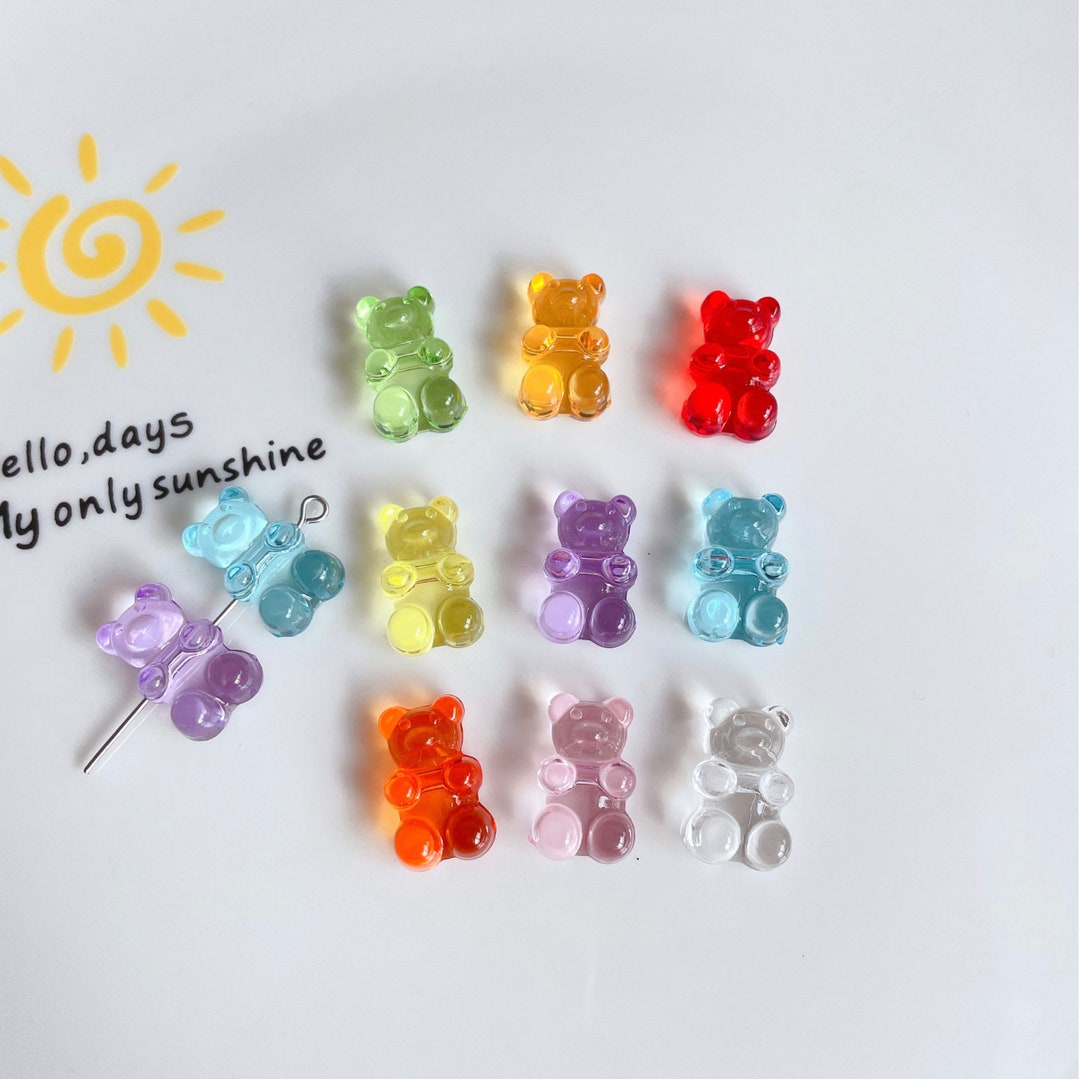 10pcs Mixed Color Gummy Bear Charm Beads Bears Spacer Charms /vertical hole
