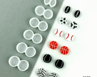 Sports Themed Silicone Earring Molds (football, soccer, baseball, basketball ,tennis, volleyball)