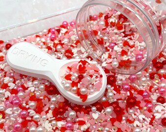 FAKE, Pink Bubble Love Valentines w/Pearl Polymer Clay Sprinkle Mix (NOT EDIBLE)D4-30