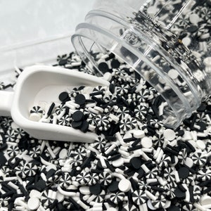 FAKE Black and White Peppermint Polymer Clay Sprinkle Mix (NOT EDIBLE) D6-18