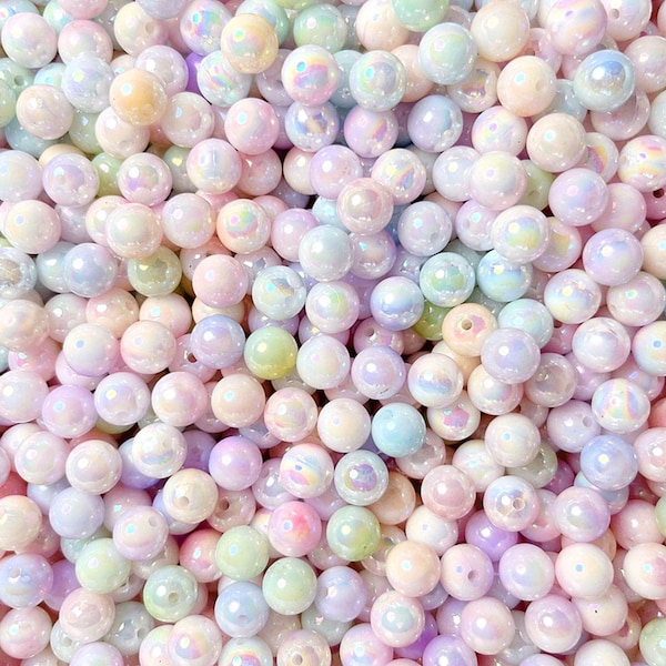 6MM/8MM/10MM AB Iridescent Mermaid Pastel Acrylic Beads