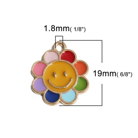 VERTICAL HOLE Yellow Flat Round Smiley Face Beads (6mm/8mm/10mm