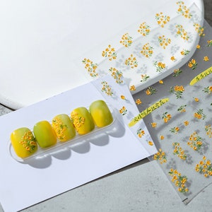 3D Cute Yellow Flowers, Flower Field Themes Nail Art Stickers (KX256)