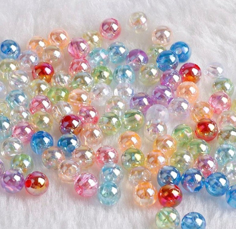 6mm Tiny Round Acrylic Beads - Gumball Bubblegum Plastic or Resin Beads -  Mixed Colors, Small Size Beads - 500 pc set