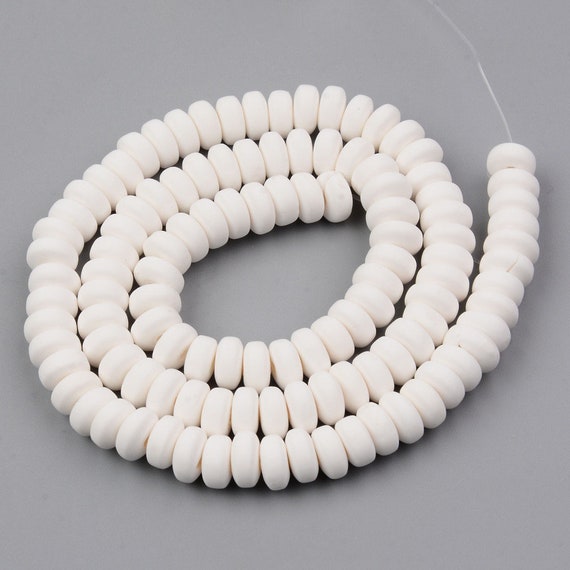 6MM White Polymer Clay Bead Strands 