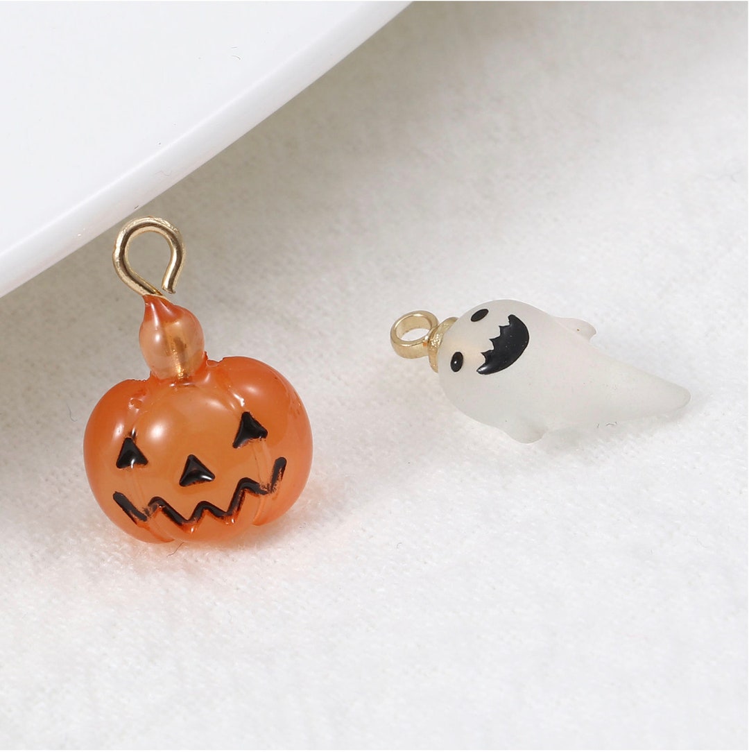 5 Glitter Pumpkin Charms, Halloween Charms For Keychains, Jewelry 20mm x  18mm