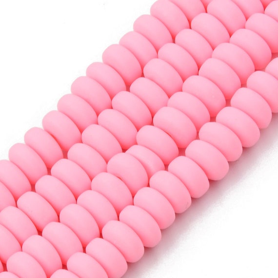 6MM Pearl Pink Polymer Clay Bead Strands