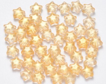 Cute Spray Painted Transparent Gold Glitter Colored Glass with Gold Flakes Star Beads (8mm x 8.5mm x 4mm) D03