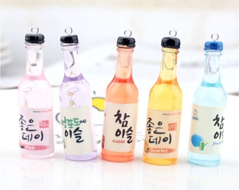 Cute Korean Alcohol Soju Beer Bottle Charm (12mm x 40mm)