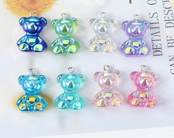 Plastic Star Charms 17mm Little AB Iridescent Puffy 3D Star Plastic or ...