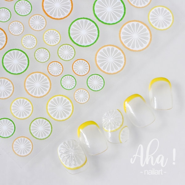 Hollow Lemon, Lime, Orange Citrus, Fruit Themed 2D Nail Art Stickers (046-02)