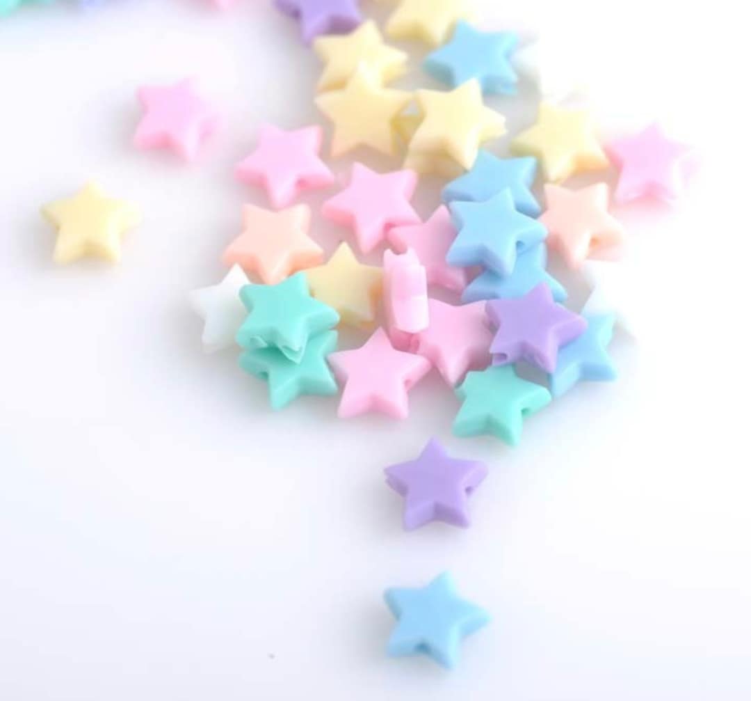 10MM Cute Kawaii Pastel Acrylic Star Spacer Beads 