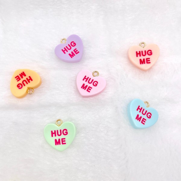 Hug Me Pastel Colorful Valentines Day Heart with Eye Pin Charm (18mm x 11mm)