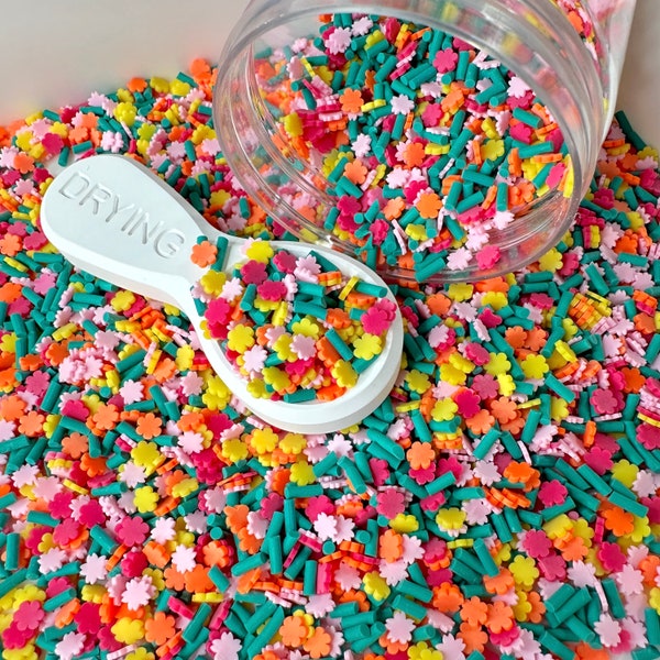 FAKE, 5MM Retro Flower Themed Polymer Clay Sprinkle Mix (NOT EDIBLE)  D1-22