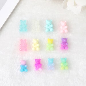 Fifteen Top to Bottom Drilled Glossy Gummy Bear Beads, 15x10x8mm Hard  Plastic, H138