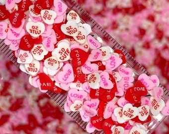 FAKE, 5MM Valentine Pink/Red Candy Heart Polymer Clay Sprinkle Mix (NOT EDIBLE) D11-02