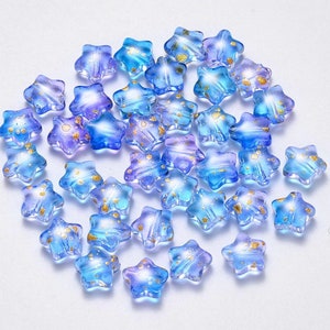 Cute Spray Galaxy Colored Painted Glass Star Beads (8mm x 8.5mm x 4mm) F04