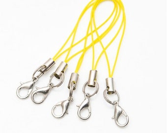 100 PCS Light Yellow Cell Phone Straps with Silver Lobster Clasp