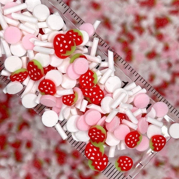 FAKE, Strawberry Shortcake Polymer Clay Sprinkle Mix (NOT EDIBLE) D6-07