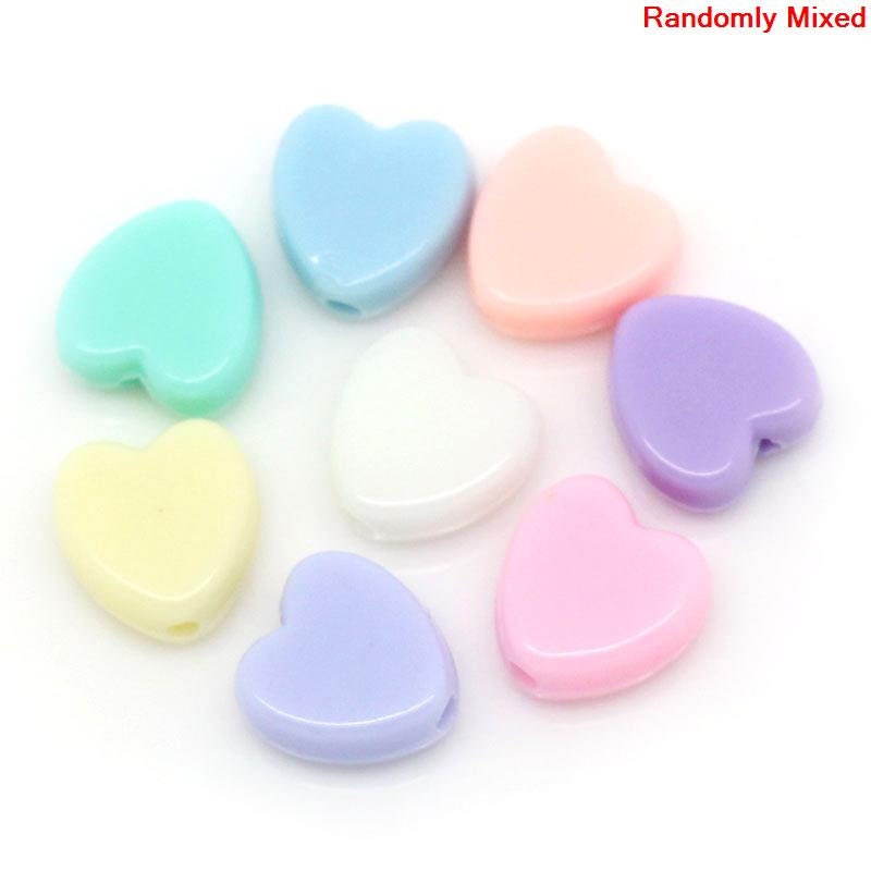 8MM Pastel Acrylic Heart Spacer Beads - Etsy