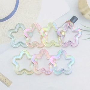 30MM Iridescent Acrylic Star Cut Out Pendant Charm (Mixed Colors)