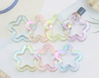 30MM Iridescent Acrylic Star Cut Out Pendant Charm (Mixed Colors)