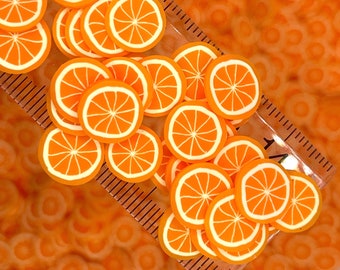 FAKE, 10MM Orange Fruit Circle Slices Polymer Clay Sprinkle (NOT EDIBLE) D22-29