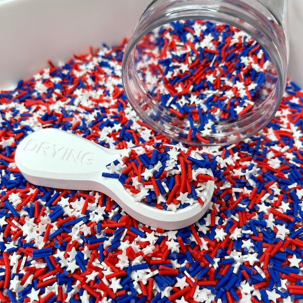 FAKE, 5MM Red White and Blue Star, Fourth of July Themed Polymer Clay Sprinkle Mix (NOT EDIBLE) D15-27