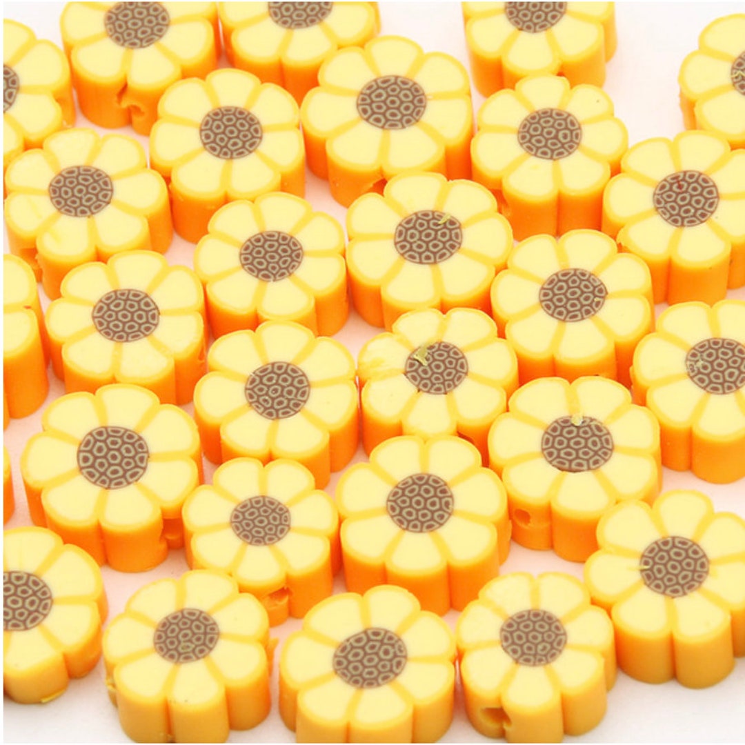 200 PCS Polymer Clay Sunflower Beads Sunflower Flower Spacer Beads
