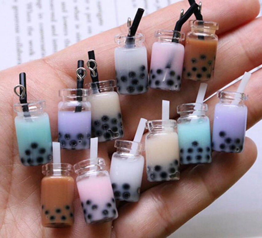 Resin Bubble Tea Bottle Charm With Eye Pin 28mm X 10 Mm Etsy Canada