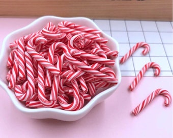 Polymer Clay Candy Cane Stick (3mm x 22-25mm; NOT EDIBLE)