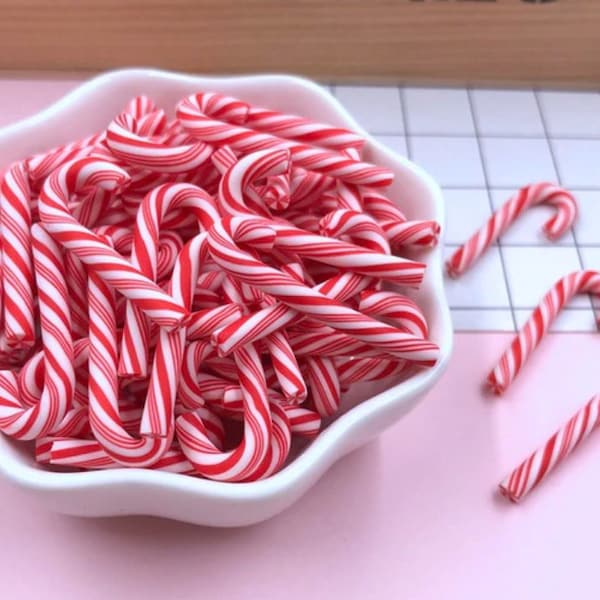 Polymer Clay Candy Cane Stick (3mm x 22-25mm; NOT EDIBLE)