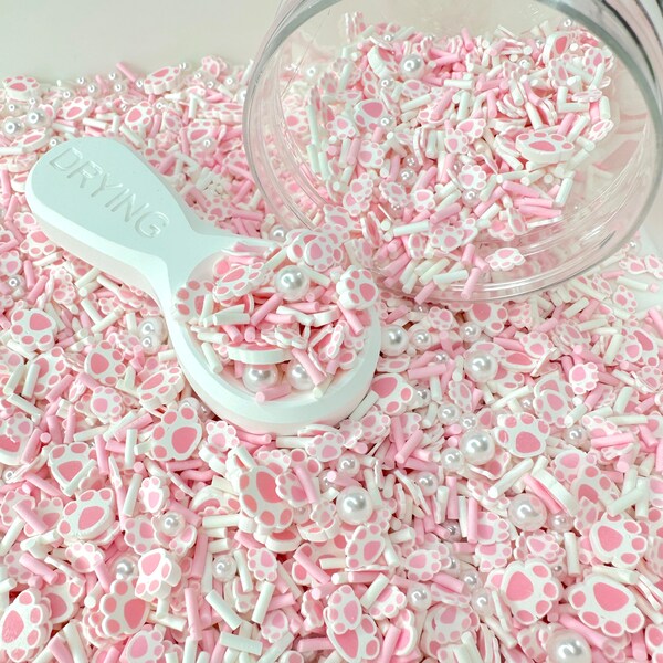 FAKE, Pink Paw Print Themed Polymer Clay Sprinkle Mix (NOT EDIBLE)  D26-24