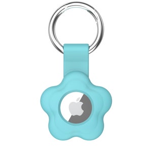 Cute Flower Themed Silicone AirTag Case. CASE ONLY Sky Blue