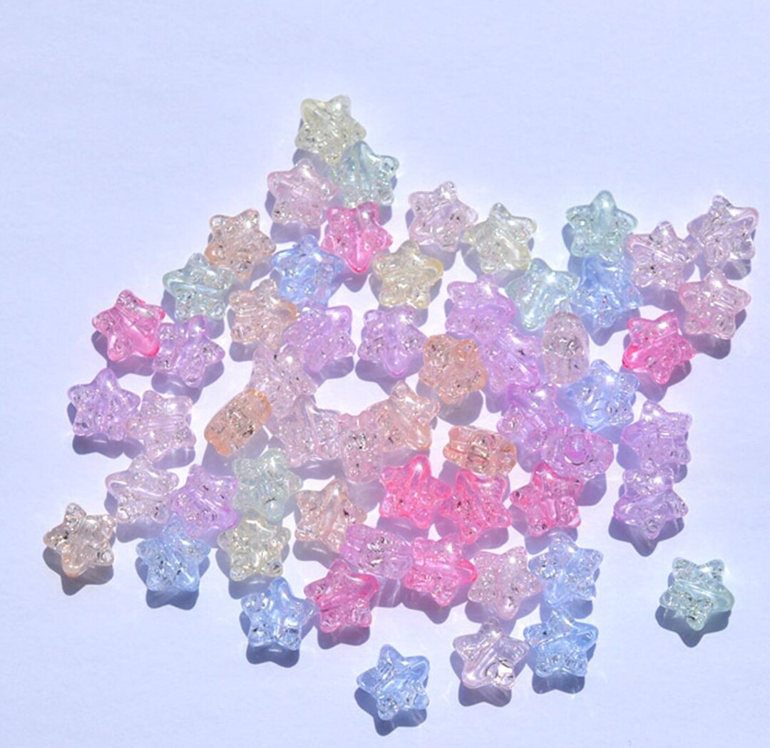 10MM Pastel Sparkle Candycolored Acrylic Star Bead Etsy