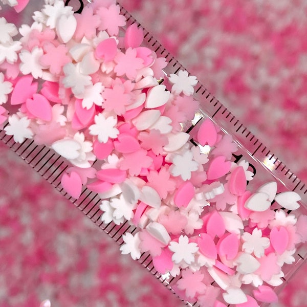 FAKE, 5MM Pink/White Sakura Flower Petal Polymer Clay Sprinkle Mix (NOT EDIBLE) D9-02