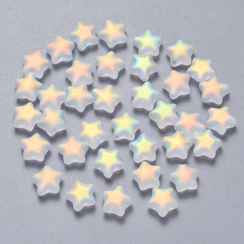 Cute Spray Painted AB Frosted Colored Glass with Gold Flakes Star Beads 8mm x 8.5mm x 4mm C01 image 1