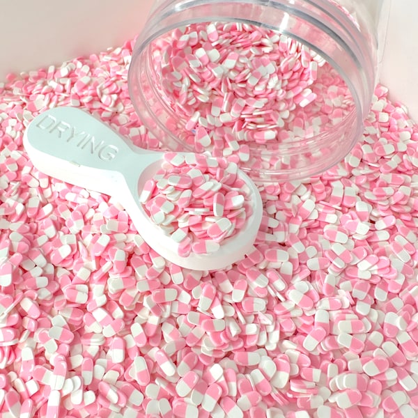 FAKE, 5MM/10MM Pastel Pink Pill, Medical Field Theme Polymer Clay Sprinkle (NOT EDIBLE)  D13-08/17