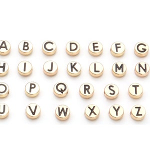 100pcs Clear Hole Antique Bronze Round English Alphabet Letter Beads Mixed  Style Diy Jewelry Findings