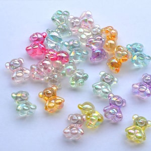 Cute Solid Colored Pastel Gummy Bear Beads (10mm x 16mm