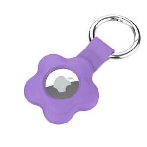 Cute Flower Themed Silicone AirTag Case. CASE ONLY Purple