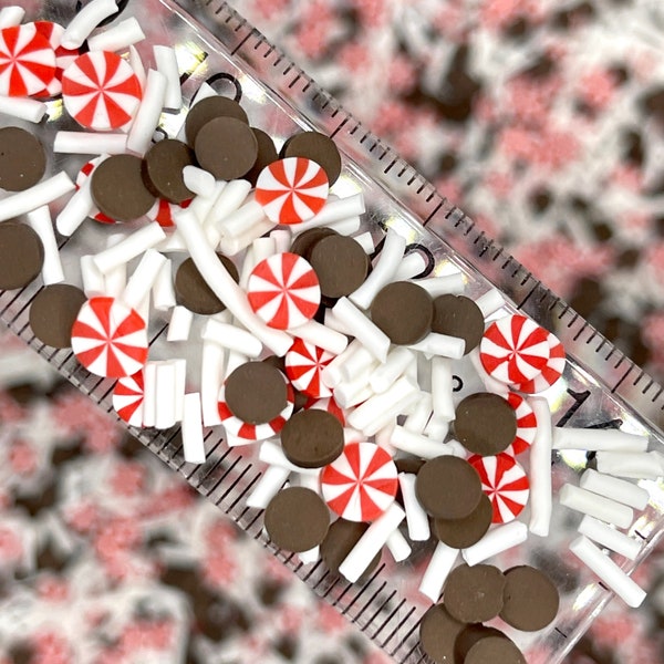 FAKE Chocolate Peppermint Christmas Polymer Clay Sprinkle Mix (NOT EDIBLE)