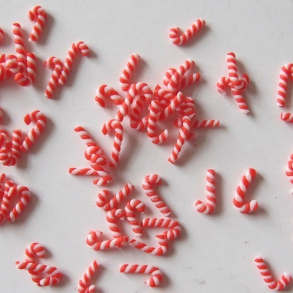 Tiny Polymer Clay Candy Cane Stick (5mm in length) NOT EDIBLE